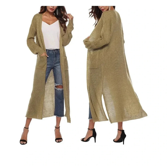 Women Long Cardigan Kimono Long Sleeve Sweater Asymmetrical Hem Women Outerwear - Picture 5 of 6